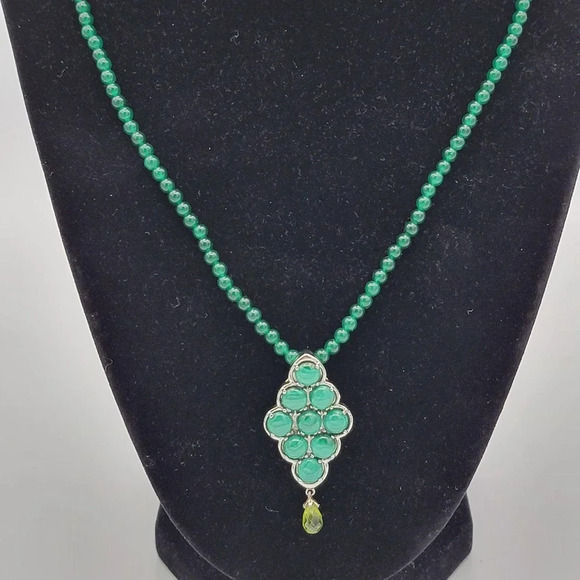 Malachite Beads 316 L Stainless Steel 1.75" Pendant 20" Green Quartzite Necklace - Picture 15 of 15